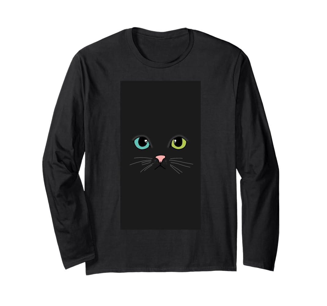 Amazon.co.jp: かわいい黒猫の子猫の顔、ピンクの鼻、緑の目